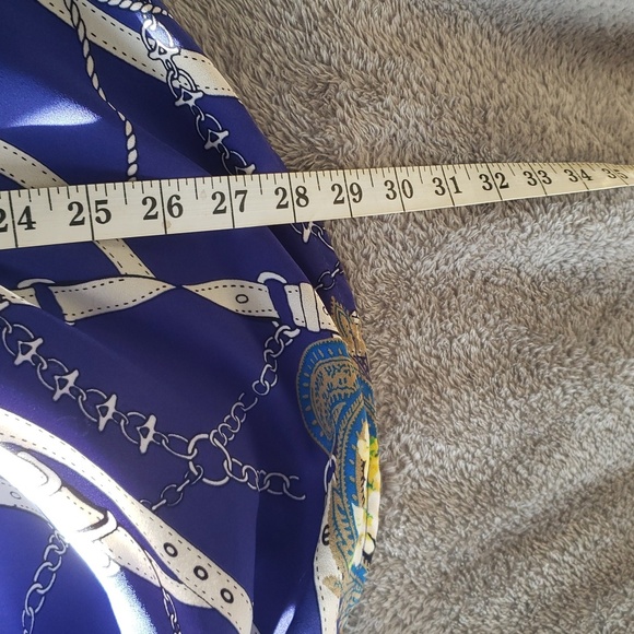 Soho Jeans. Unique Elegant Blue Chain/Belt & Floral Print Women's Top Size L - Picture 11 of 16